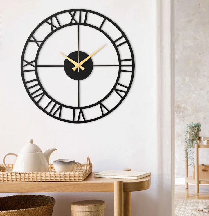 Designer Roman Numeral Metal Wall Clock