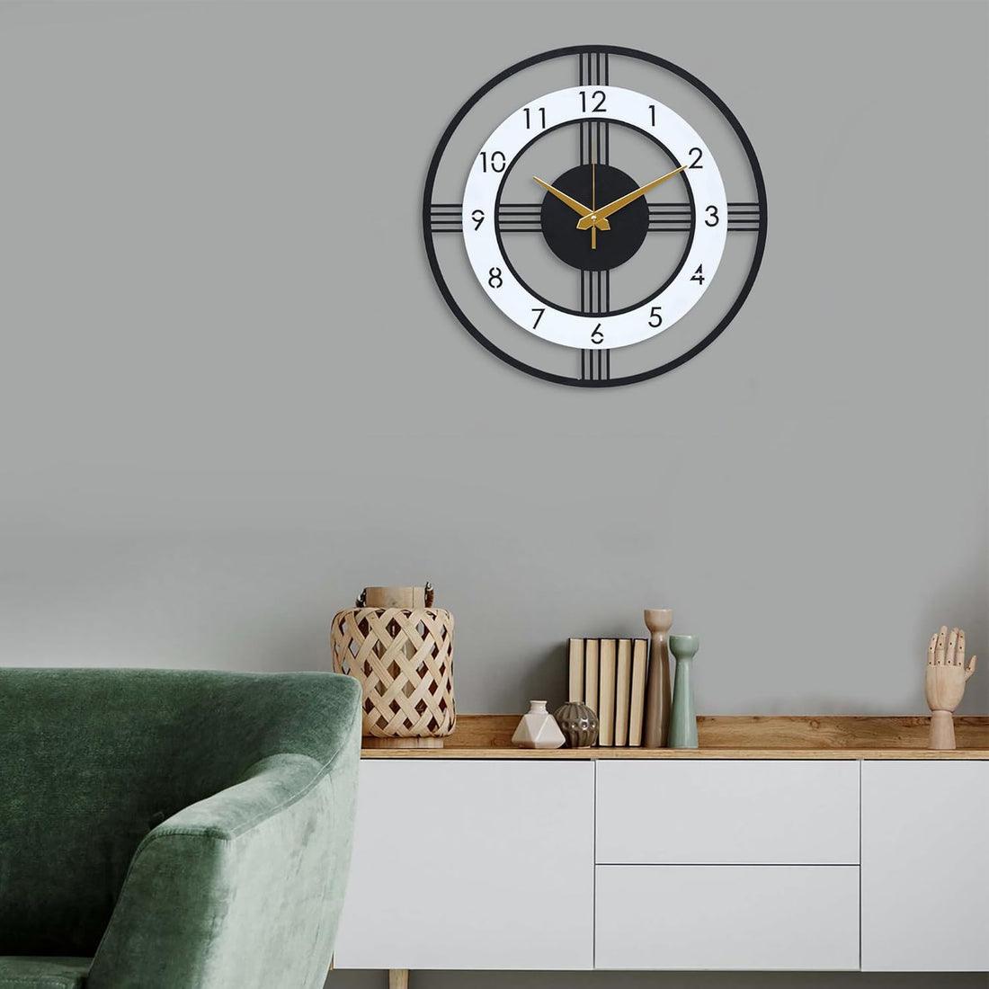 Craftholic Analog Mid Century Modern Big Size Metal Wall Clock